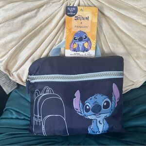 Disney Lilo and Stitch Primark Foldable Blue Travel Backpack: NWT